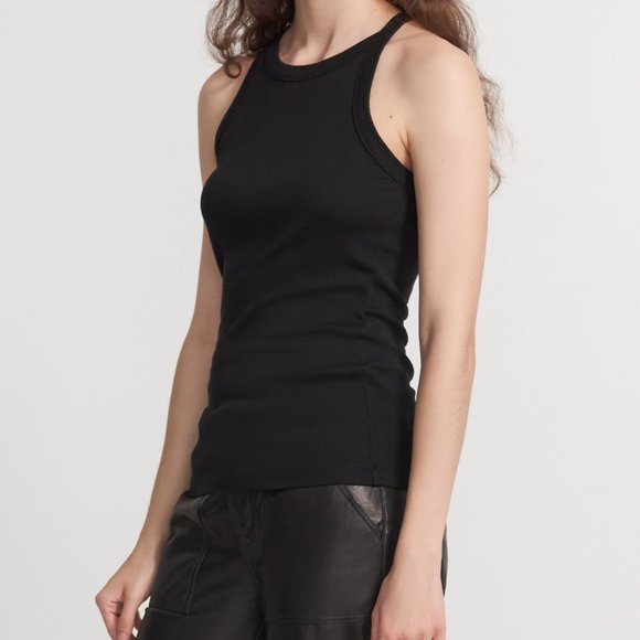 J Brand Claire Ribbed Tank Top Black - Picture 1 of 4